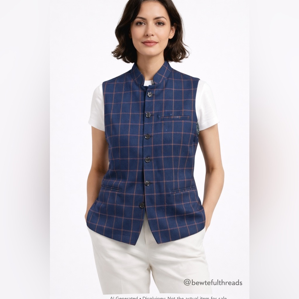 Vintage Wool Blend Plaid Waistcoat Women’s XS S Paisley Lined Vest